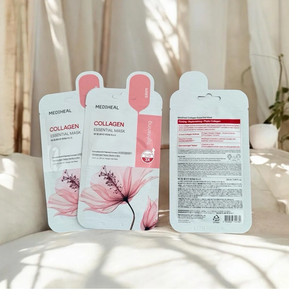 NEW MEDIHEAL 3-Pack Essential Face Mask Sheet- Collagen 0.81 fl oz - Picture 6 of 9